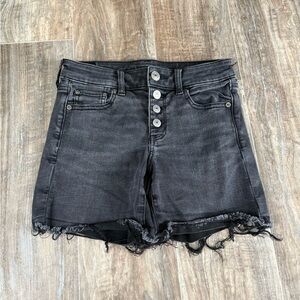 American Eagle Outfitters Black Frayed Jean Shorts